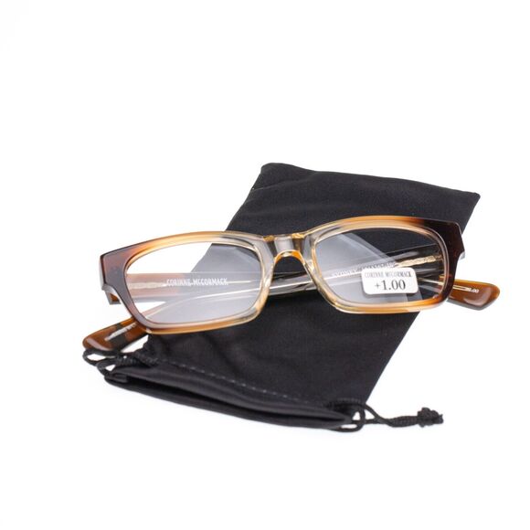Corinne McCormack Women Sydney Square Ombre Brown +1.00 Reading Glasses (pre-own - Picture 2 of 7